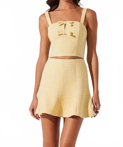 Astr The Label Kiona Diamante Tweed Crop Top In Yellow