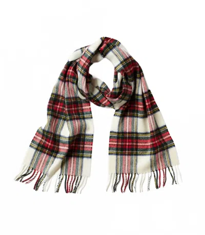 Prince Of Scots Merino Wool Fringed Plaid Scarf In Red
