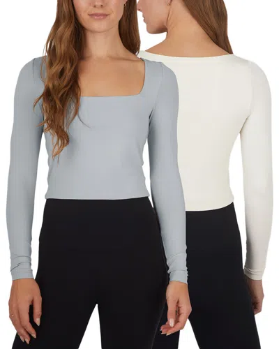 Yogalicious 2pk Contour Olivia Crop Shirt In Gray