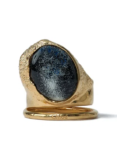Chloé Textured Oval-stone Ring In Gold