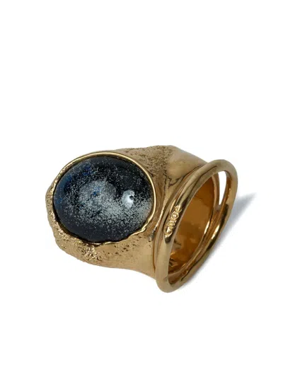 Chloé Textured Oval-stone Ring In Gold