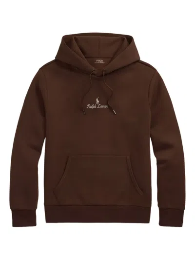 Polo Ralph Lauren Logo-embroidered Hoodie In Brown