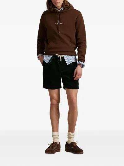 Polo Ralph Lauren Logo-embroidered Hoodie In Brown