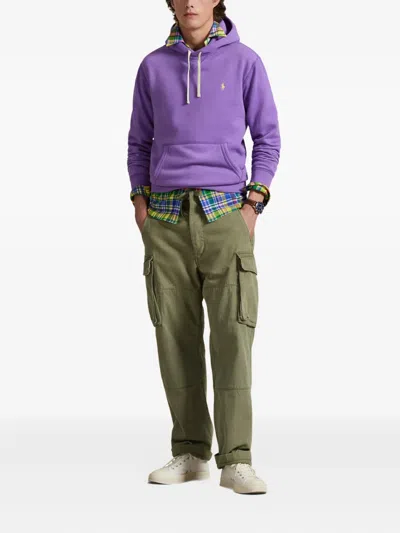 Polo Ralph Lauren Hooded Sweatshirt With Drawstring And Kangaroo Pocket In Purple