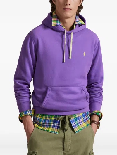 Polo Ralph Lauren Hooded Sweatshirt With Drawstring And Kangaroo Pocket In Purple