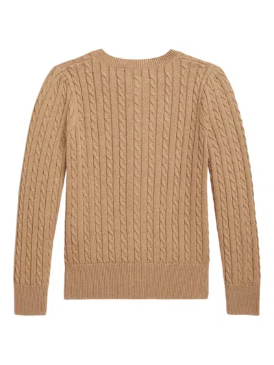Polo Ralph Lauren Cable-knit Button-up Cardigan In Brown