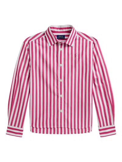 Polo Ralph Lauren Striped Long-sleeve Shirt In Red