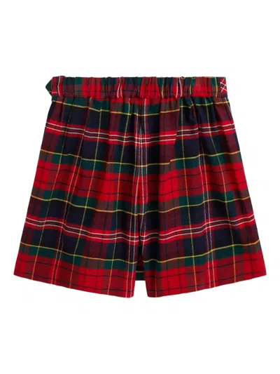 Polo Ralph Lauren Tartan Pleated Skorts In Red