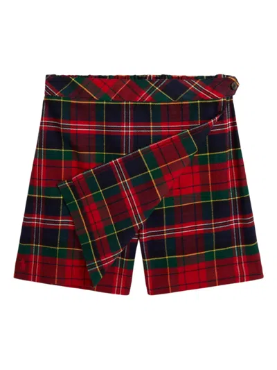Polo Ralph Lauren Tartan Pleated Skorts In Red