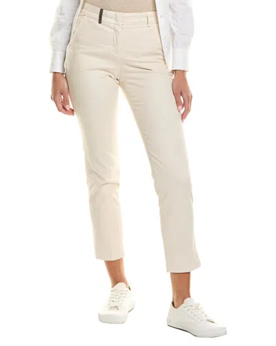 Peserico Side-stripe Cropped Trousers In White
