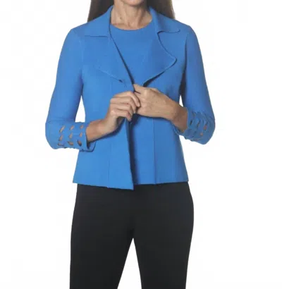 J'envie/eli Marine Cutwork Cuff Jacket In Blue