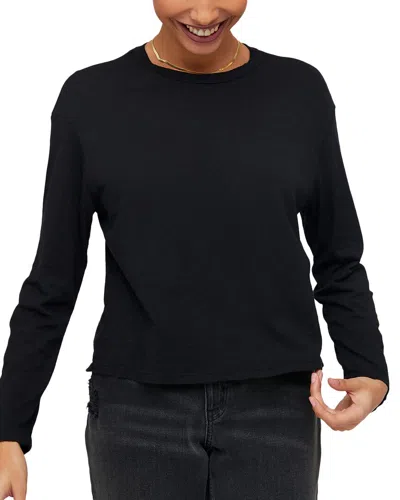 Bella Dahl Long Sleeve Crew Neck Tee In Metallic