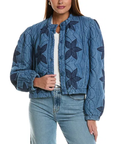 Free People Quinn Quilted Cotton Denim Jacket In Blue