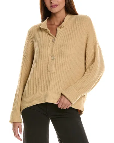 Free People Cocoa Rib Henley Sweater In Nude