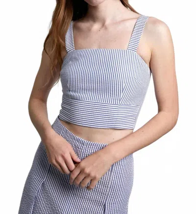 Gilner Farrar Kyra Midi Skirt In Blue Seersucker In Blue