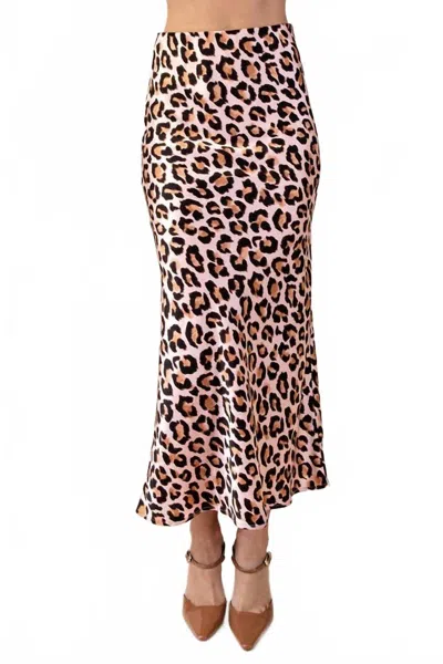Glam Wild Card Midi Skirt In Pink In Animal Print