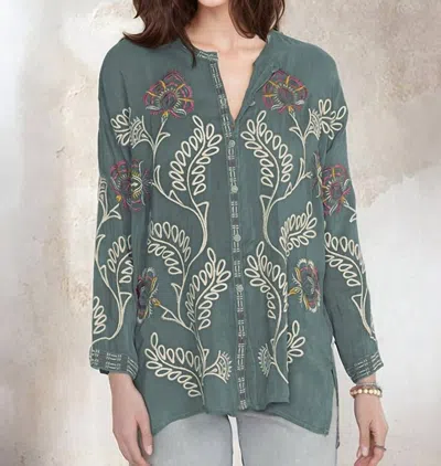 Johnny Was Slim Audrey Embroidered Tunic In Sage