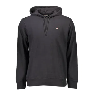 Napapijri Sleek Black Cotton Hooded Sweatshirt In Black