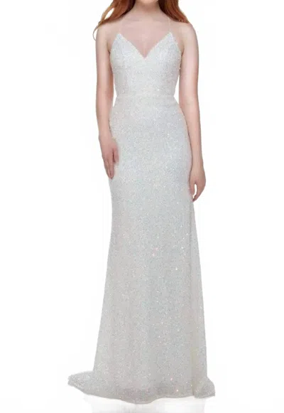 Alyce Paris Strappy Back Sequin Gown In Magic Opal