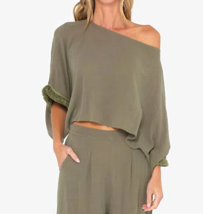 Jbq Avia One Shoulder Top In Forest In Green