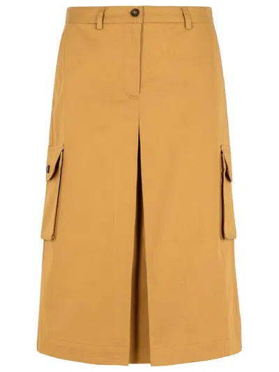 Maison Kitsuné Cotton Skirt Featuring Cargo Pockets In Brown