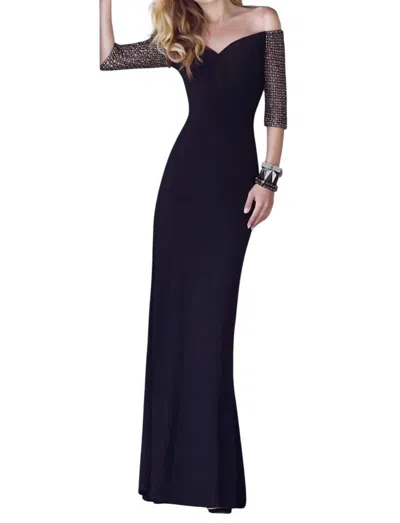 Alyce Paris Beaded Evening Gown In Black In Black
