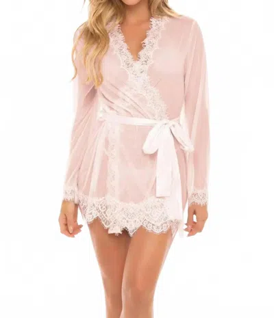 Oh La La Cheri Provence Eyelash Lace Robe With Sash And G-string Panty