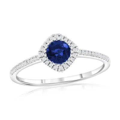 Simona Sterling Silver, Lab-grown Sapphire And Natural Diamond Ring -0.53ct