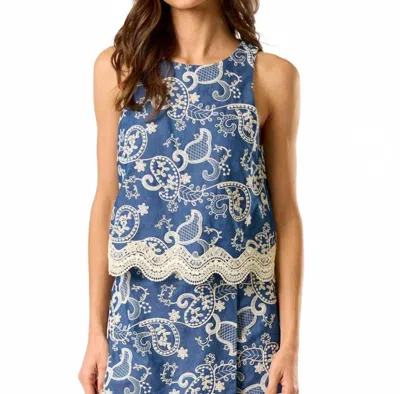 Lalavon Hampton's Morning Paisley Top In Denim