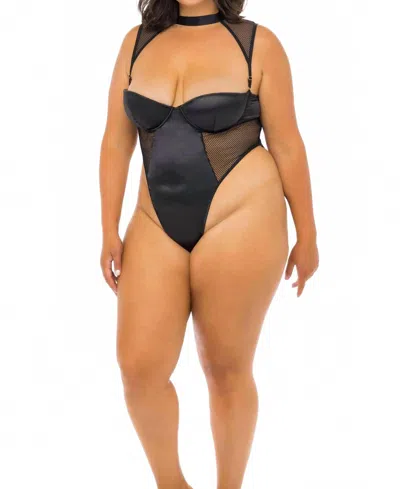 Oh La La Cheri Josephine Satin Teddy In Black In Black