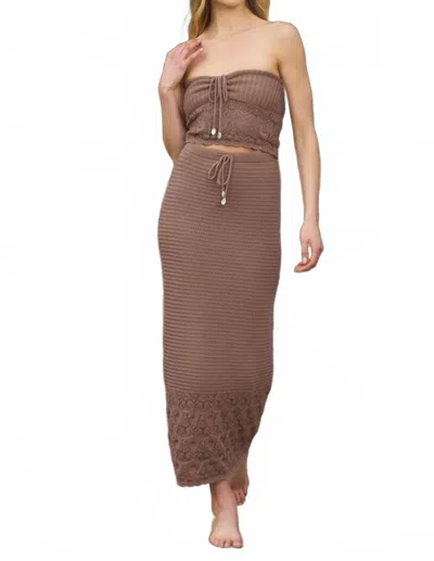 Vintage Havana Crochet Maxi Skirt In Pecan In Brown