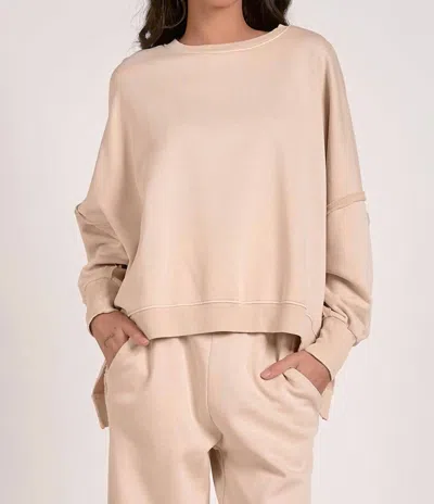 Elan Juliette Oversized Sweatshirt In Sand In Neutral