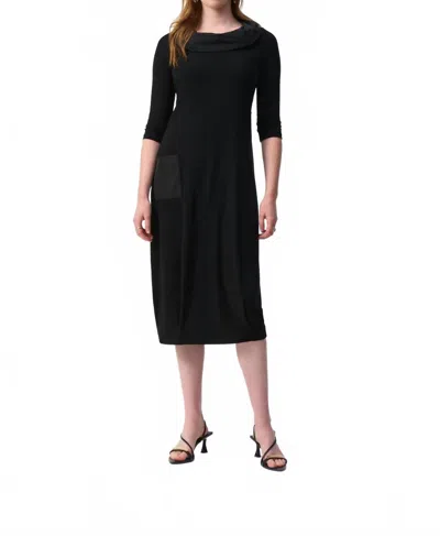 Joseph Ribkoff 3/4 Sleeves Cocoon Midi Dress In Black Silky In Black