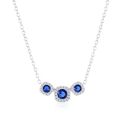 Simona Sterling Silver, Lab-grown Sapphire & Natural Diamond Necklace