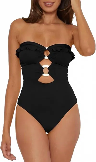 Soluna Standard Buckle Up One Piece Bandeau Swimsuit In Black In Black