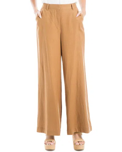 Max Studio Wide Leg Linen Blend Pants In Brown