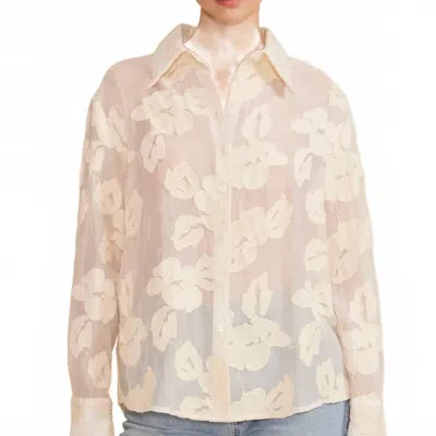 Lucy Paris Organza 3d Floral Sequin Blouse In Ivory In Nude