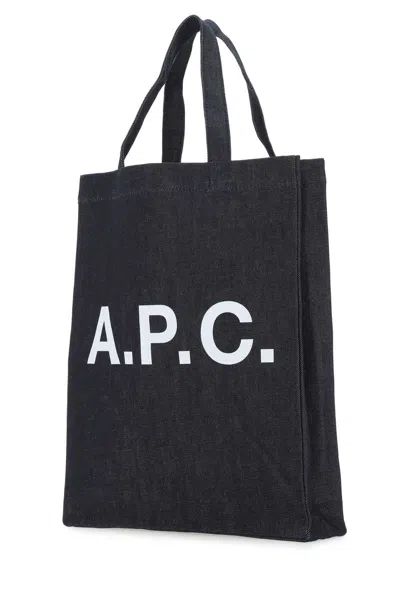 Apc A.p.c. Denim Shopping Bag In Black