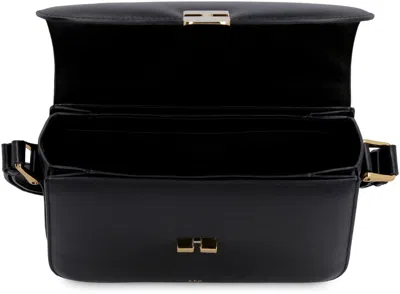 Apc A.p.c. Compact Black Calf Leather Shoulder Bag With Adjustable Strap