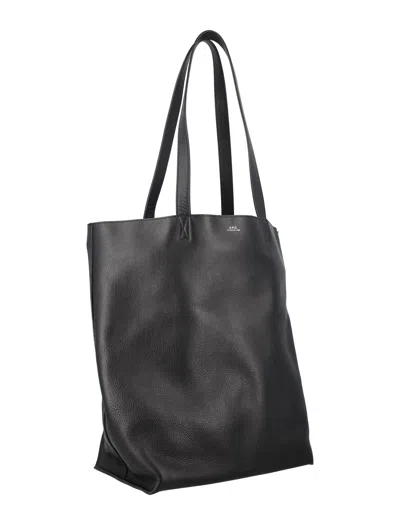 Apc A.p.c. Black Leather Maiko Shopping Bag In Black