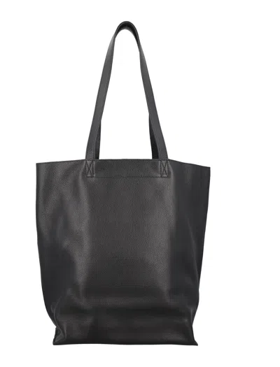 Apc A.p.c. Black Leather Maiko Shopping Bag In Black