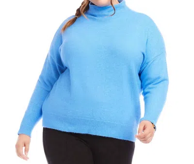 Karen Kane Plus Size Mock Neck Sweater In Sea In Blue