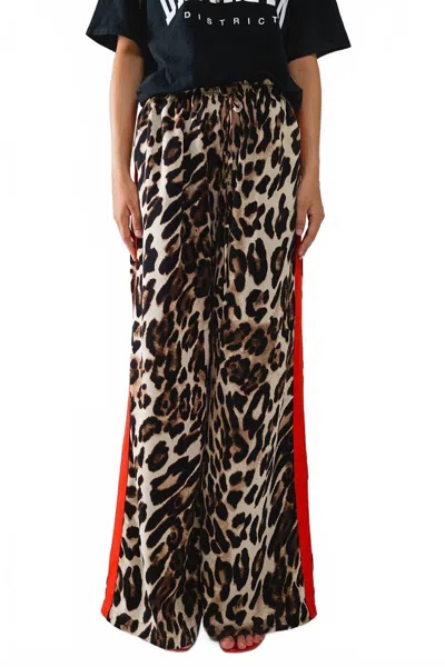 Q2 Leopard Straight Pants In Brown In Brown