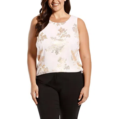 Msk Plus Womens Metallic Sheer Blouse In White