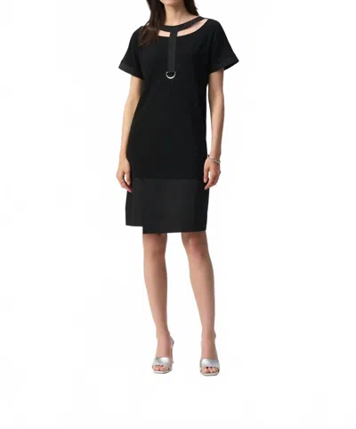 Joseph Ribkoff Cutout Yoke Detail Shift Midi Dress In Black In Black