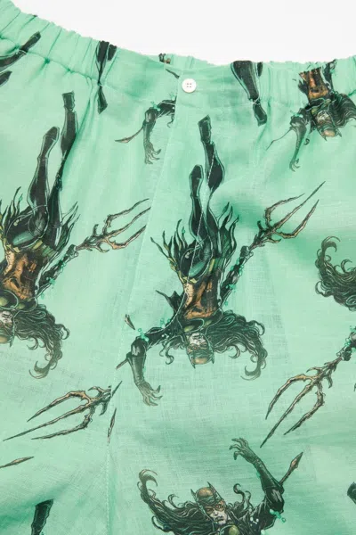 Acne Studios Ruxer Drowned Printed Linen Dc In Green