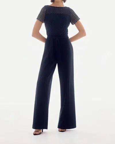 Joseph Ribkoff Lace Top Belted Jumpsuit In Midnight Blue In Blue