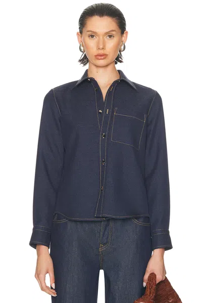 Bottega Veneta Drill Shirt In Blue