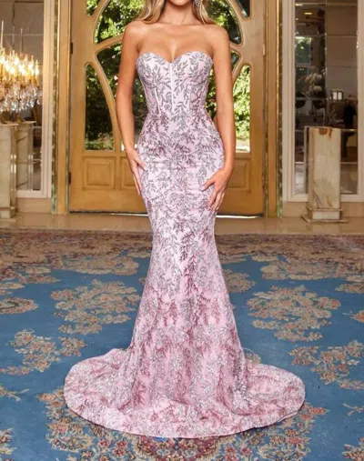 Portia And Scarlett Mermaid Glitter Prom Dress In Pink In Multi