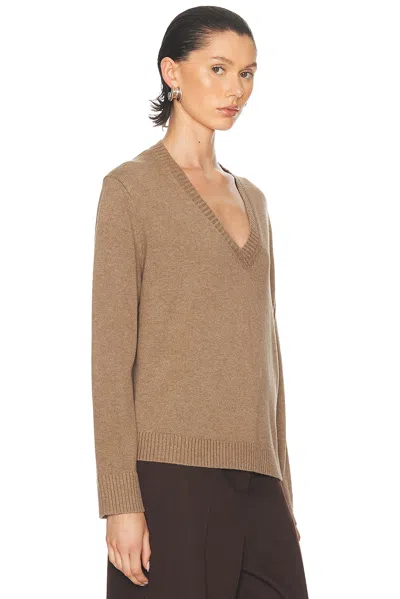 Jenni Kayne Simone V Neck Sweater In Brown